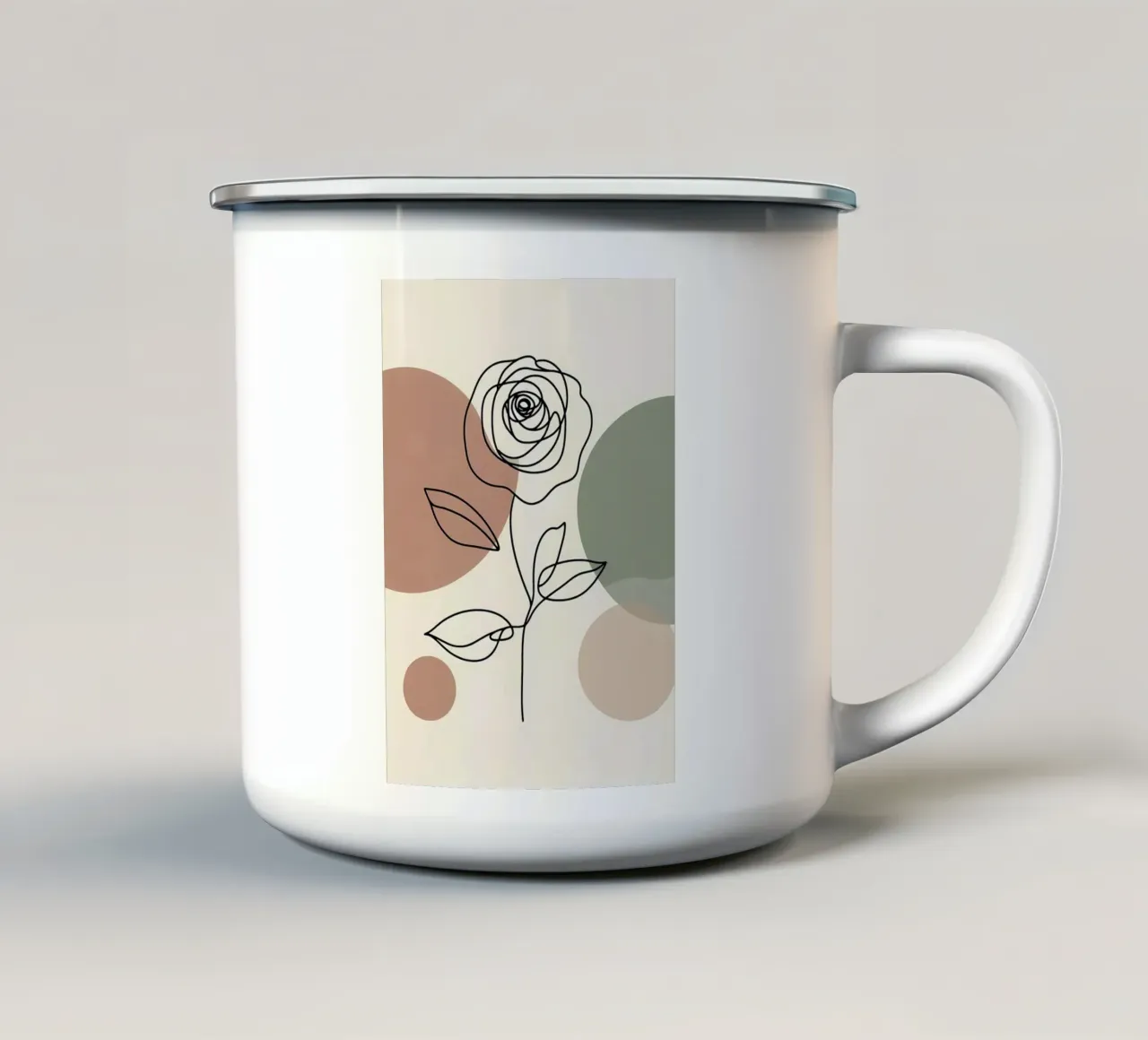 Rose Line Art con forme astratte tazza in smalto da Bloom And Brush