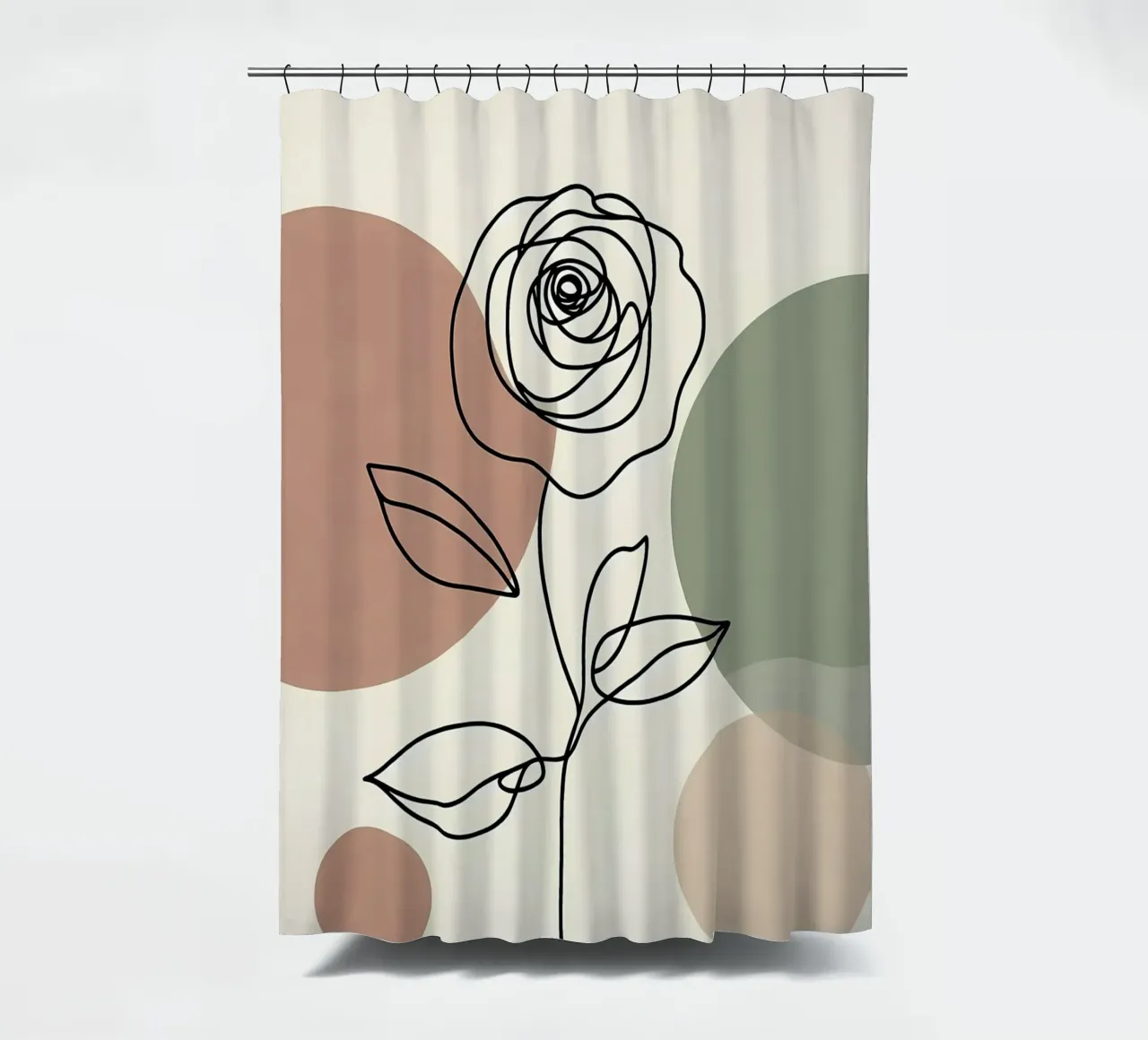 Rose Line Art con forme astratte tenda da doccia da Bloom And Brush