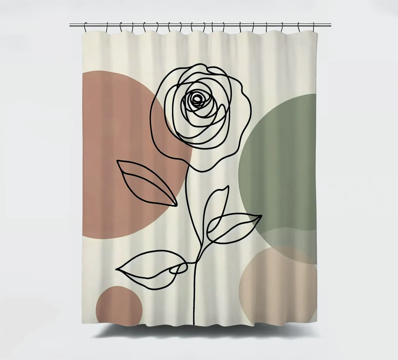 Rose Line Art con forme astratte tenda da doccia da Bloom And Brush