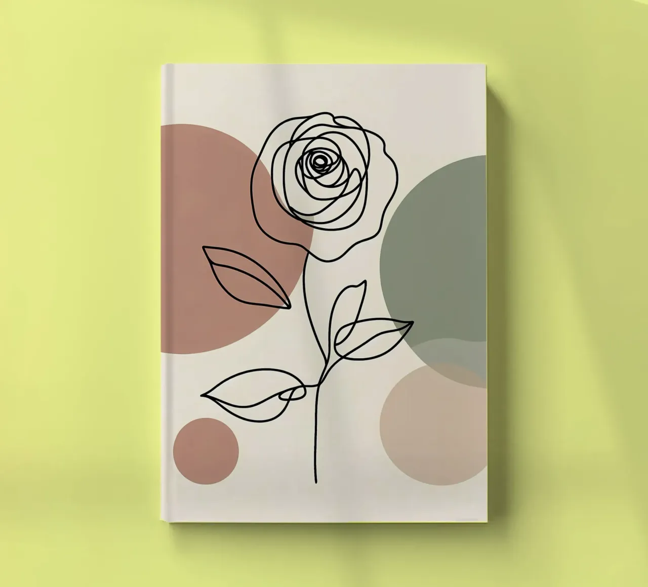 Rose Line Art with Abstract Shapes notebook by Bloom And Brush