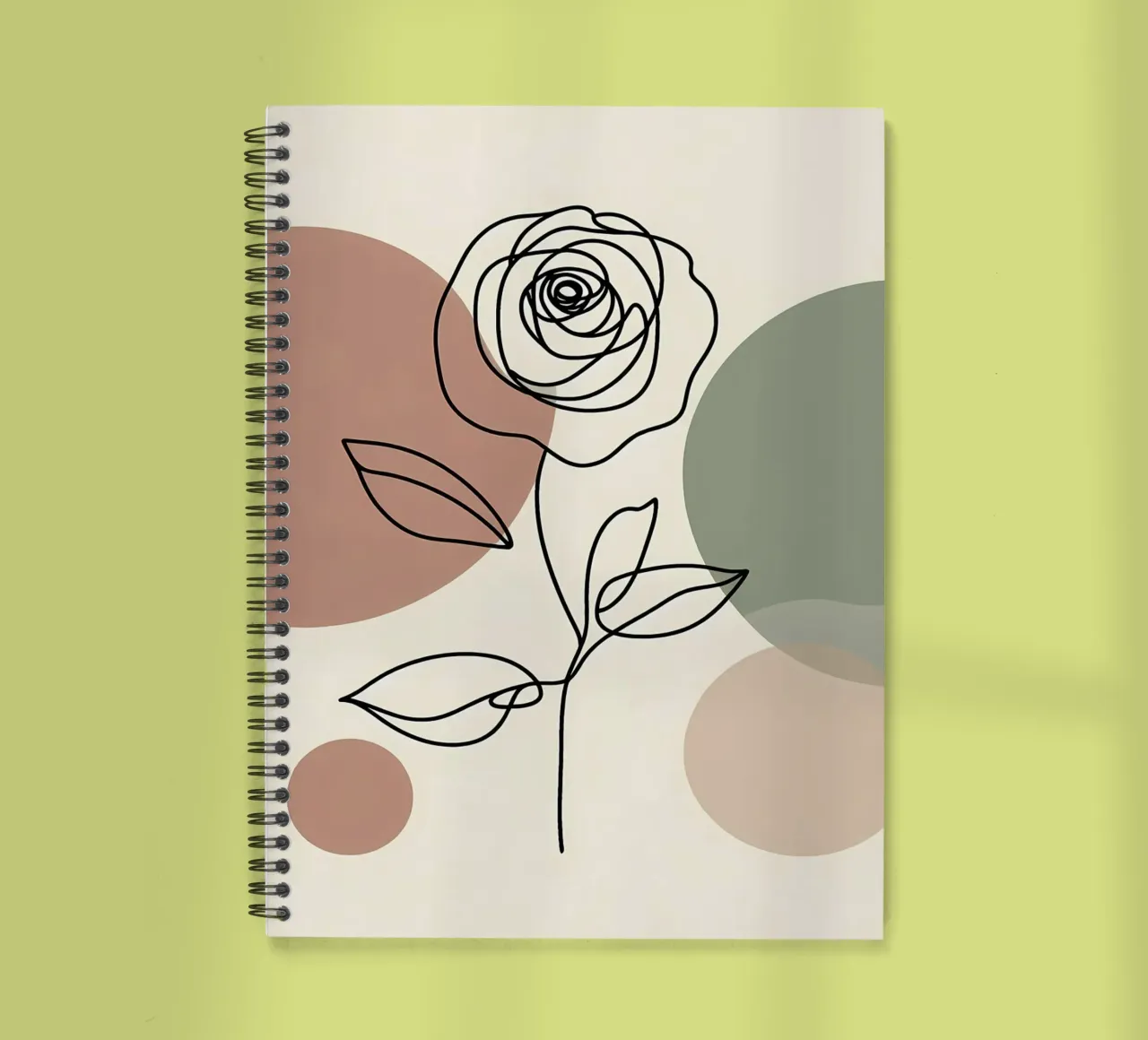 Rose Line Art with Abstract Shapes spiral notebook by Bloom And Brush