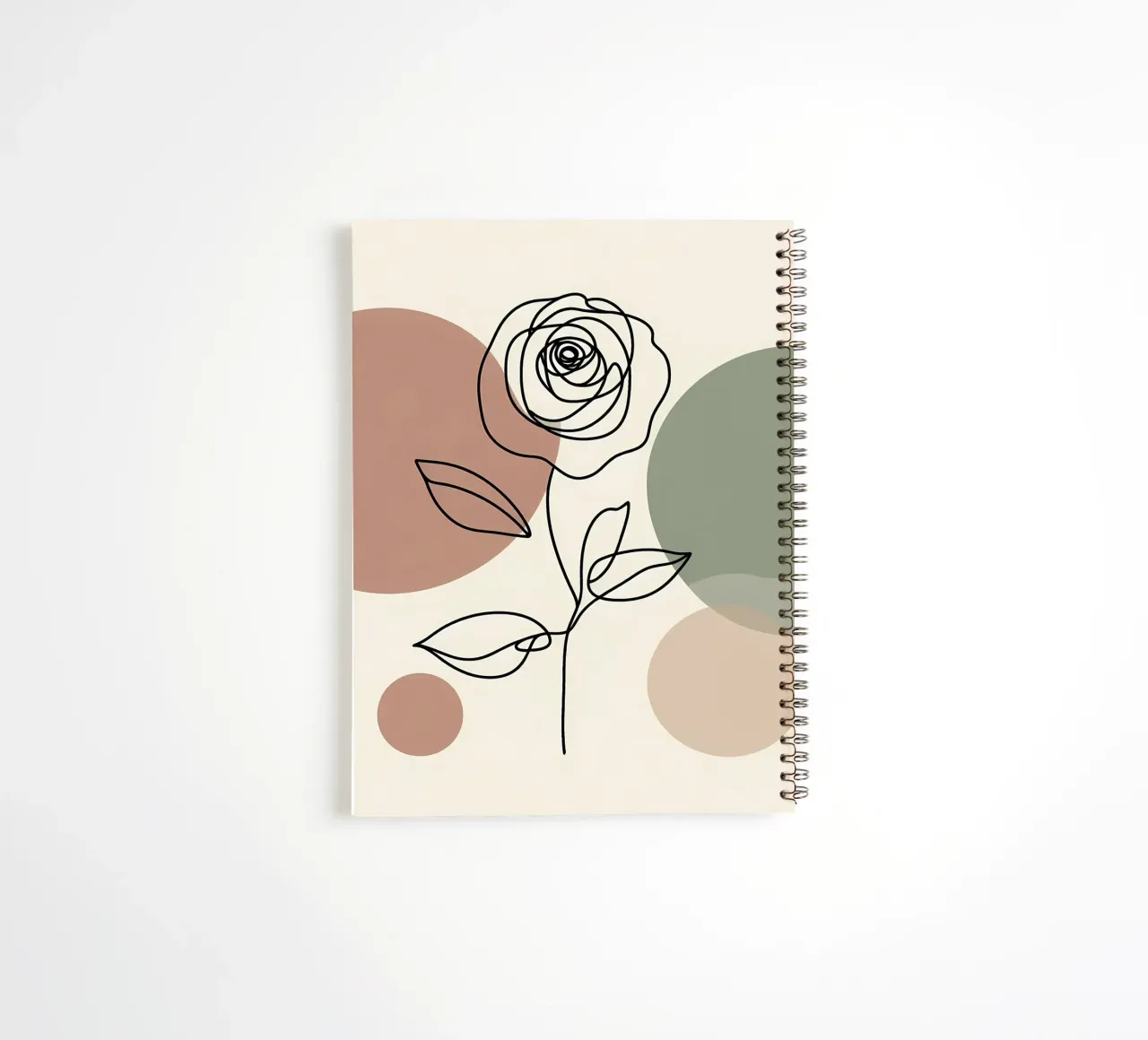 Rose Line Art with Abstract Shapes spiral notebook by Bloom And Brush