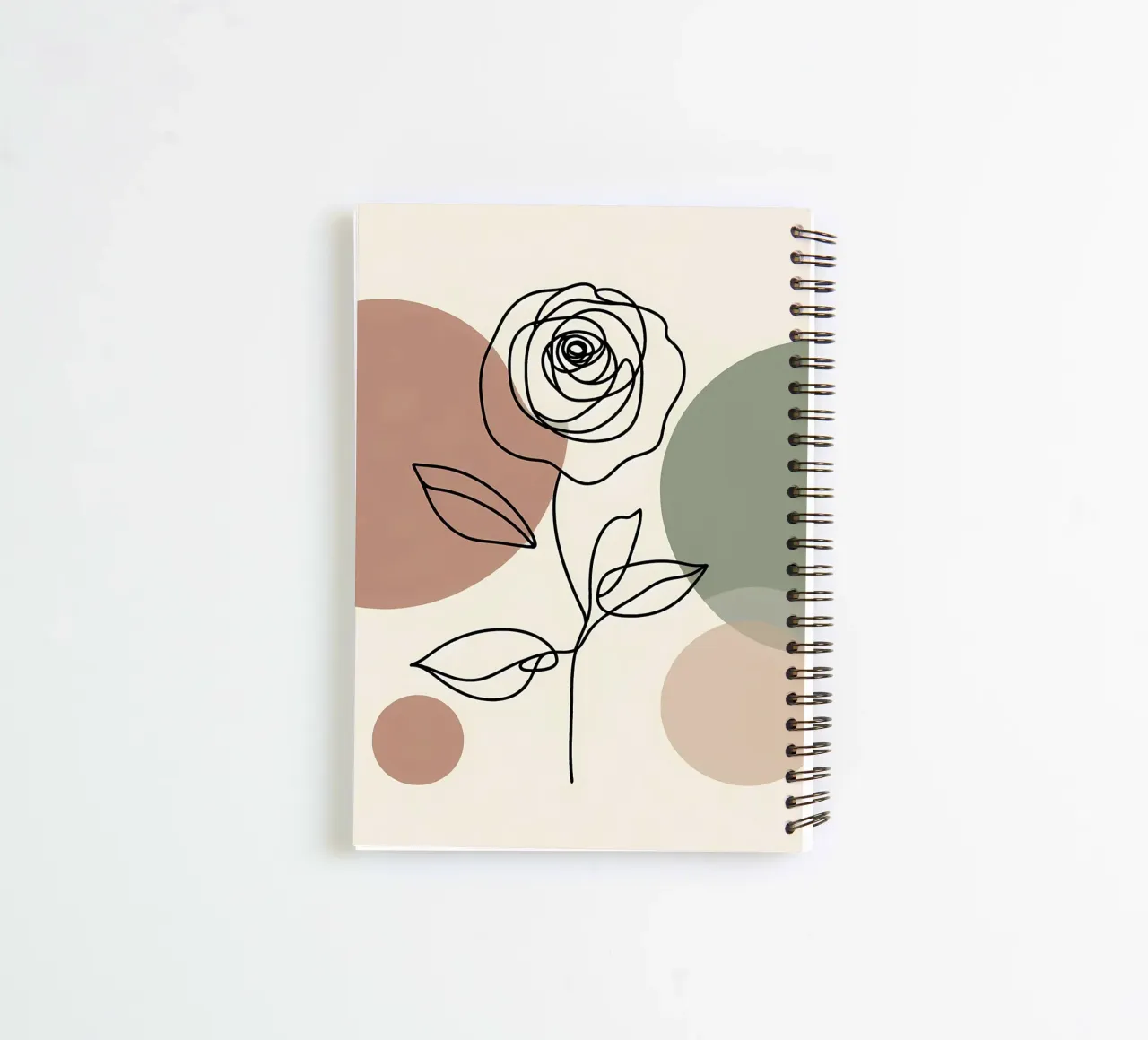Rose Line Art with Abstract Shapes spiral notebook by Bloom And Brush