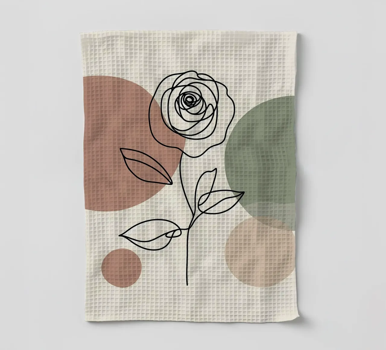 Dessin au trait d'une rose avec des formes abstraites torchon de Bloom And Brush