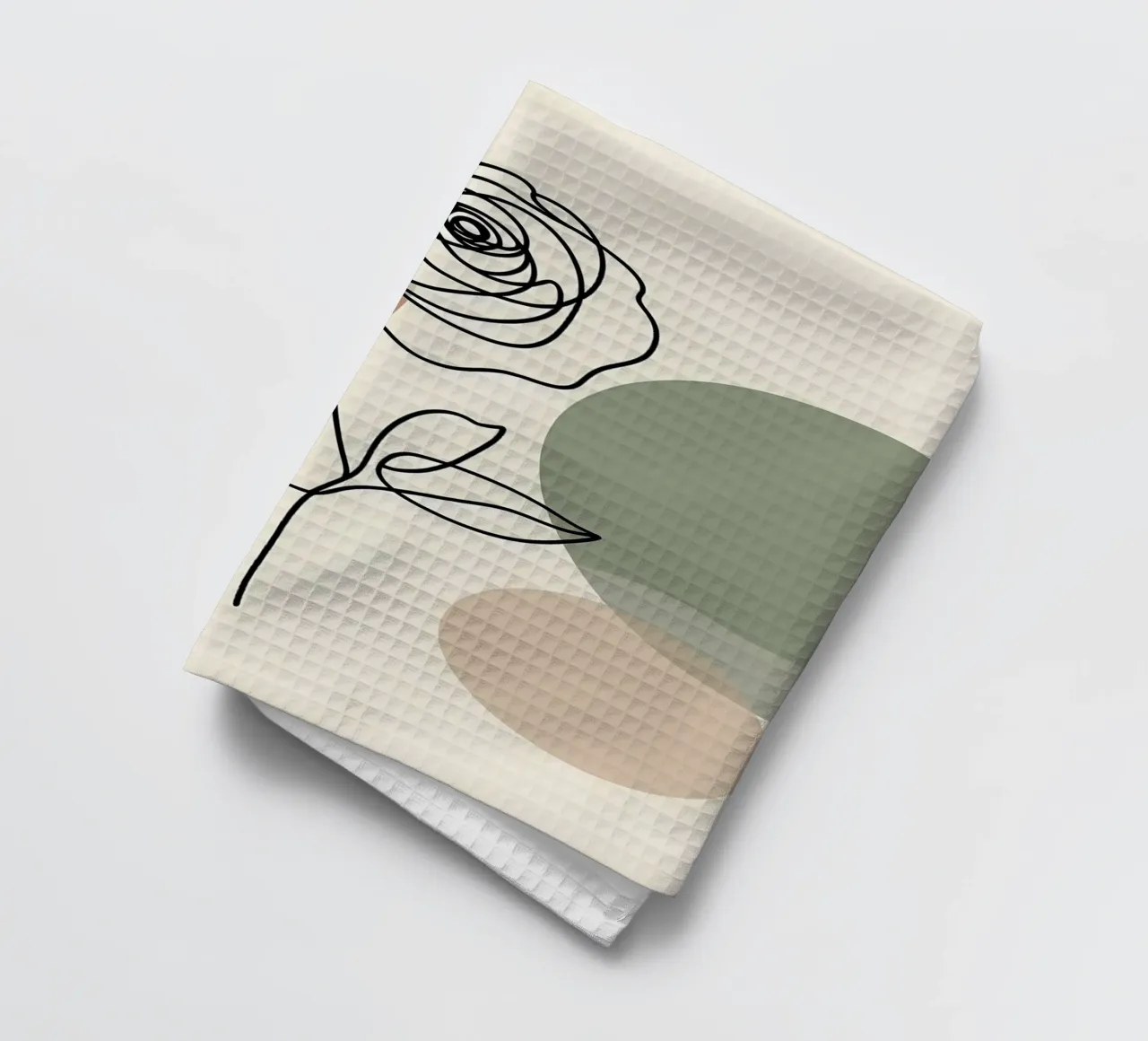 Dessin au trait d'une rose avec des formes abstraites torchon de Bloom And Brush