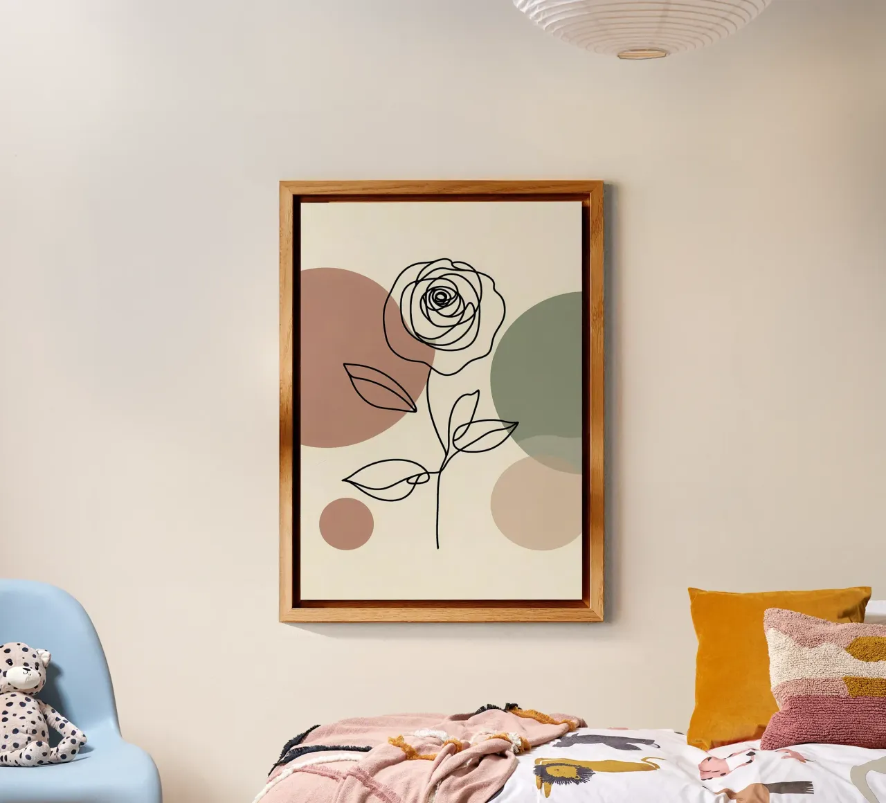 Rose Line Art con forme astratte alluminio dibond da Bloom And Brush