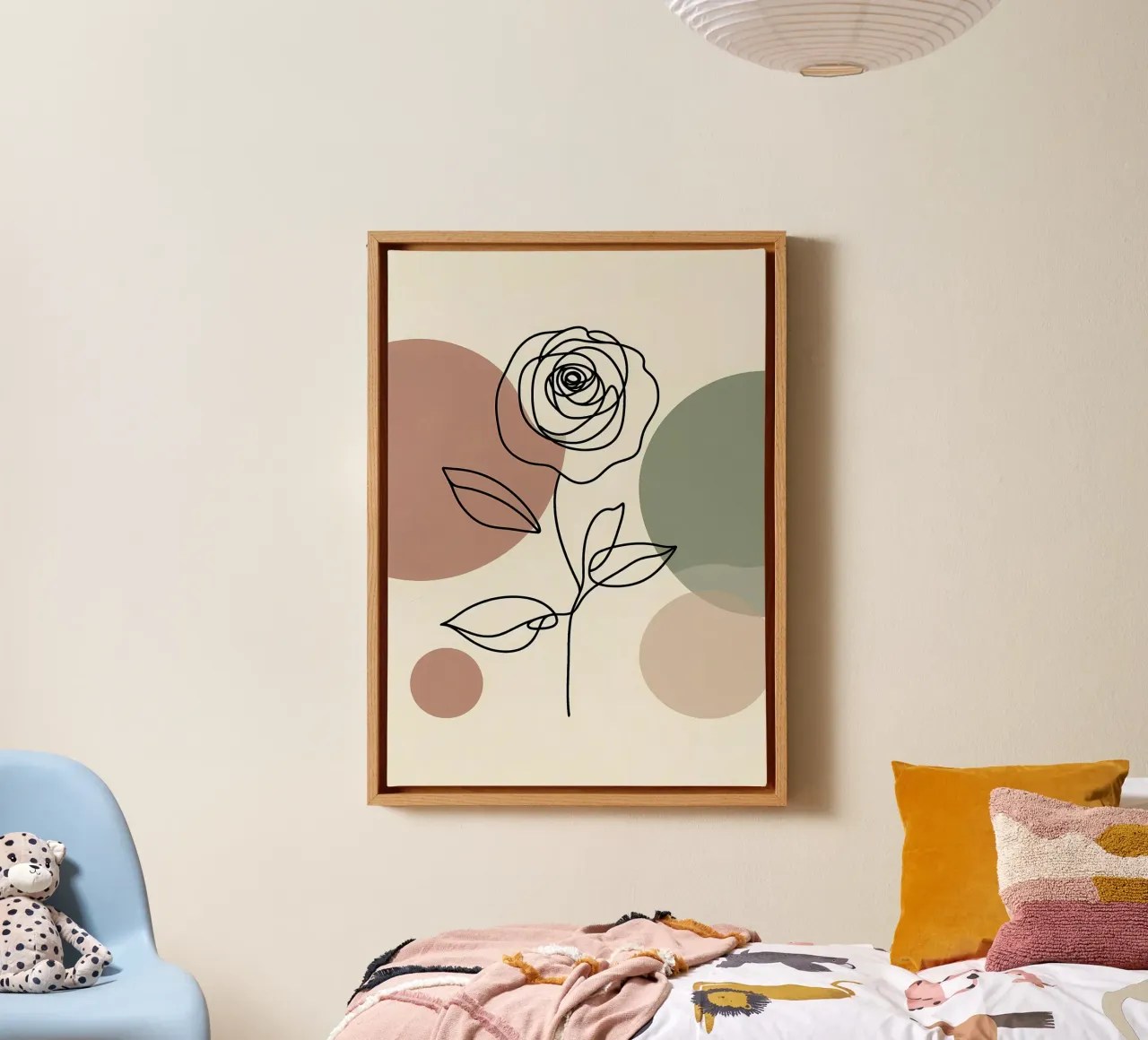Rose Line Art con forme astratte tela da Bloom And Brush