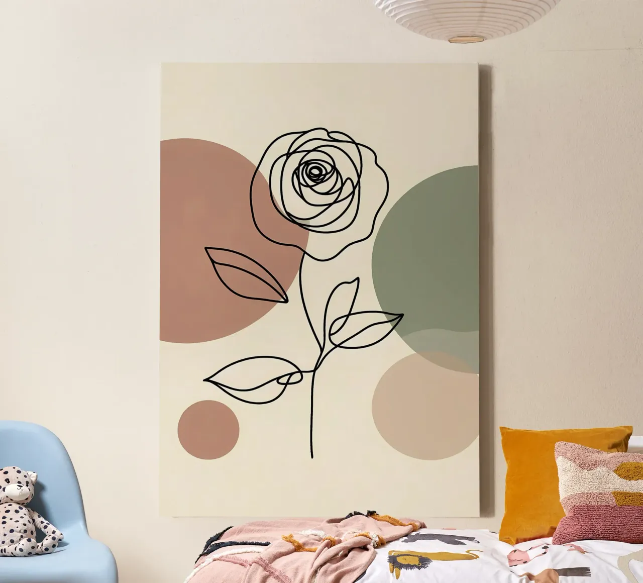 Rose Line Art con forme astratte tela da Bloom And Brush