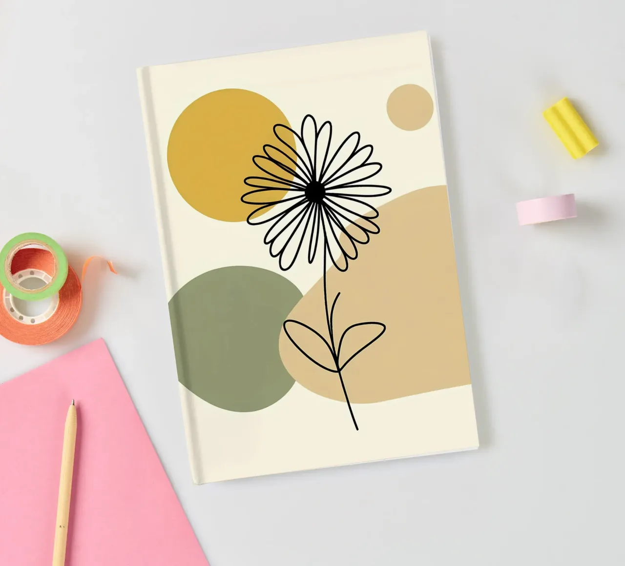 Daisy Line Art e Mustard Abstract diario da Bloom And Brush