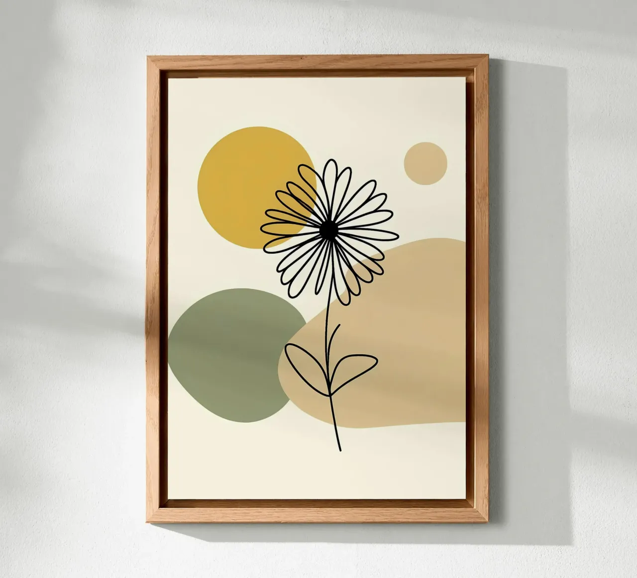 Daisy Line Art e Mustard Abstract pannello forex da Bloom And Brush