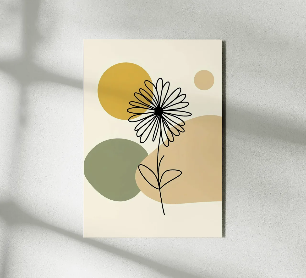 Daisy Line Art e Mustard Abstract pannello forex da Bloom And Brush