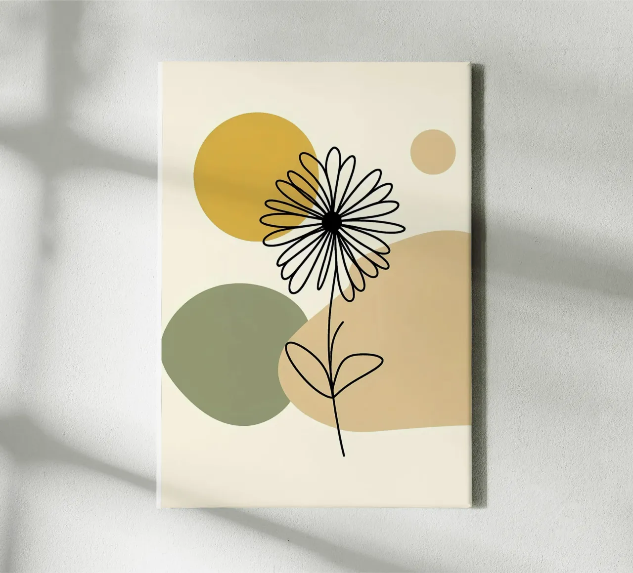 Daisy Line Art e Mustard Abstract tela da Bloom And Brush