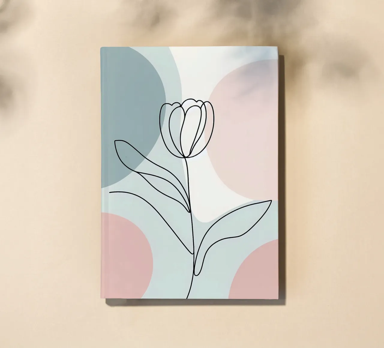 Tulip One Line Art Pastel Abstract notebook by Bloom And Brush