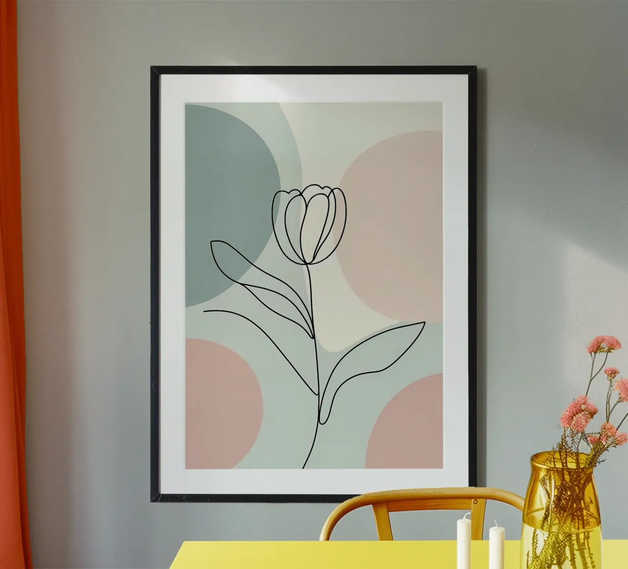 Tulip One Line Art Pastel Abstract Hahnemühle von Bloom And Brush