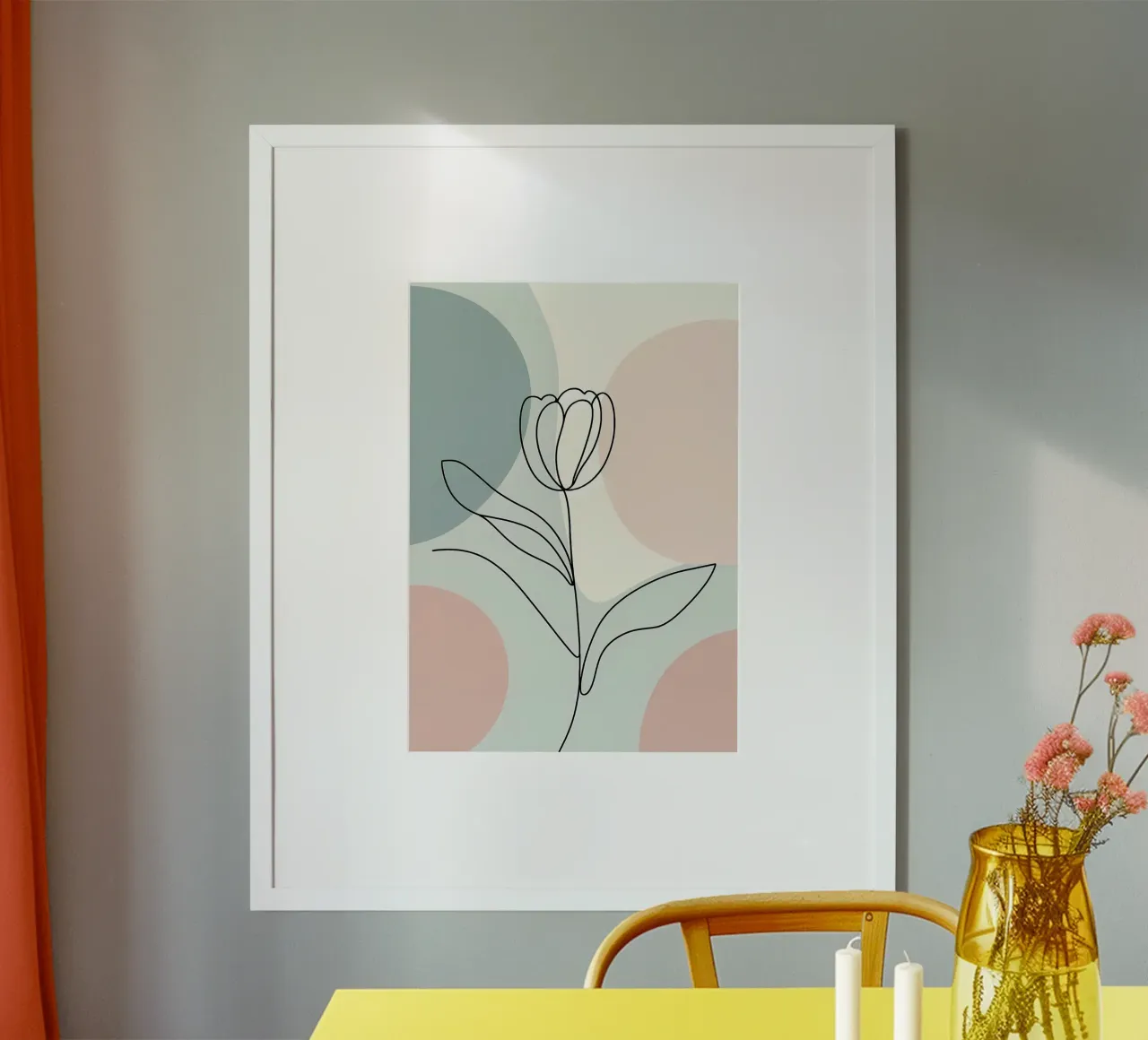 Tulip One Line Art Pastel Abstract Hahnemühle von Bloom And Brush
