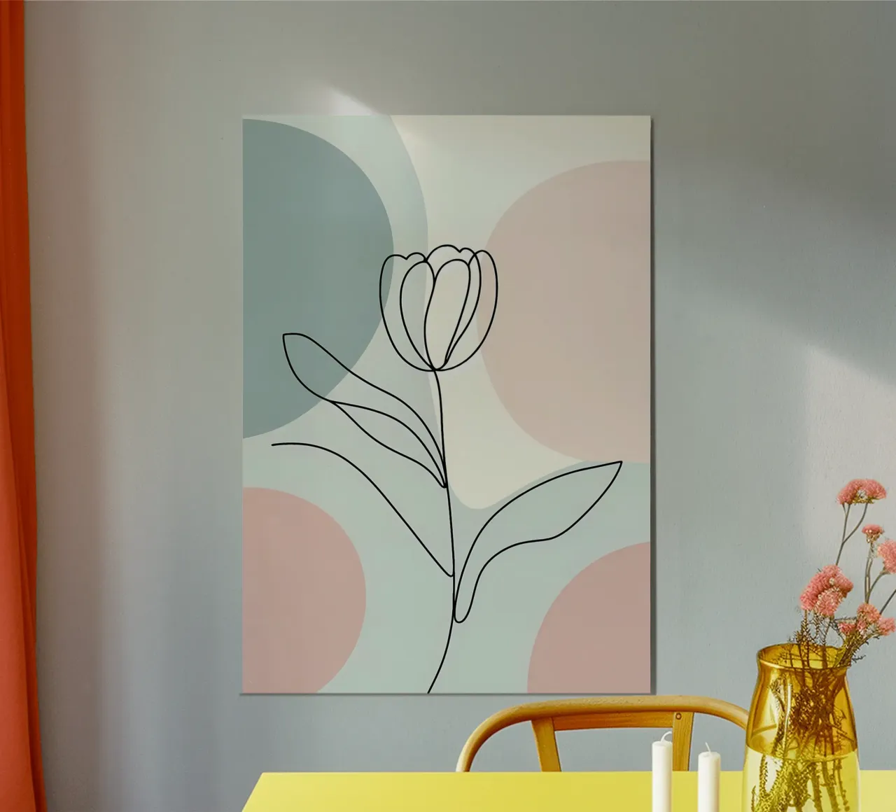 Tulip One Line Art Pastel Abstract Hahnemühle von Bloom And Brush