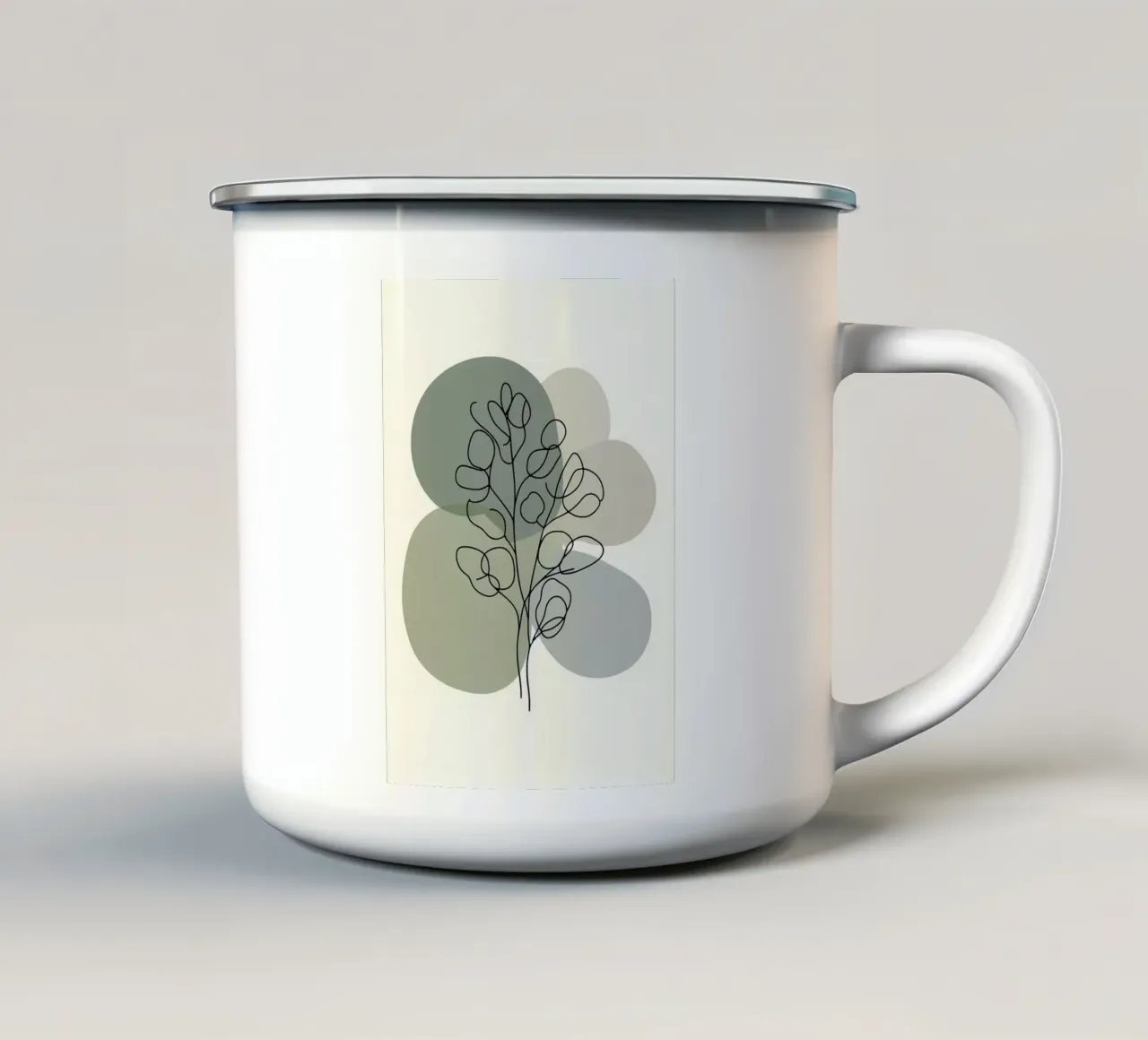 Eucalipto Line Art Olivo Astratto tazza in smalto da Bloom And Brush