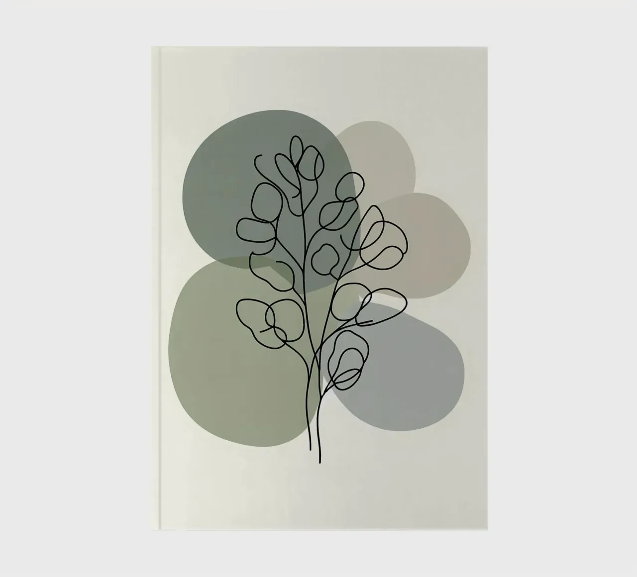 Eucalyptus Line Art Olive Abstract notebook by Bloom And Brush