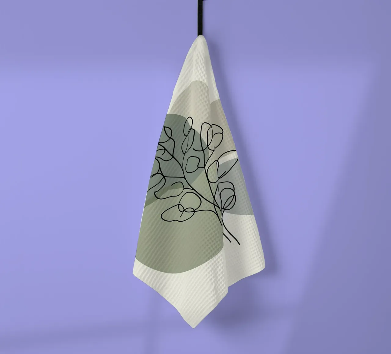 Eucalyptus Dessin au trait Olive Abstrait torchon de Bloom And Brush