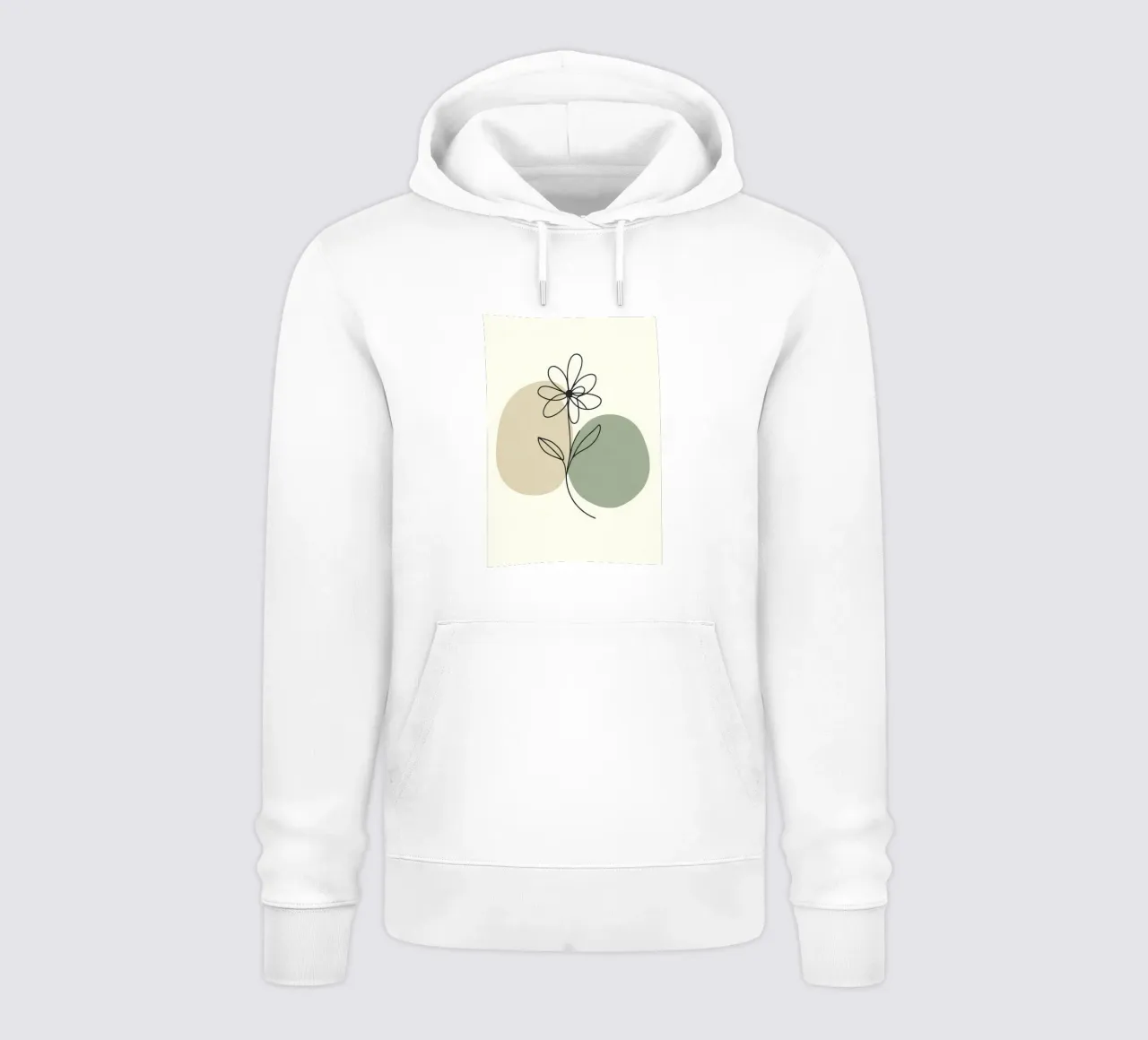 Fiore minimalista beige e salvia felpa con cappuccio da Bloom And Brush