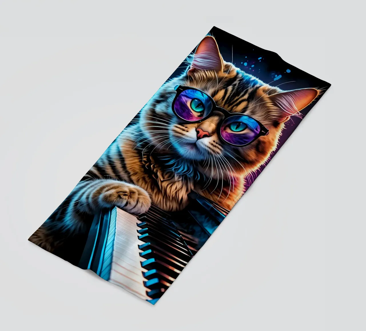 Gatto e pianoforte telo mare da MakArena