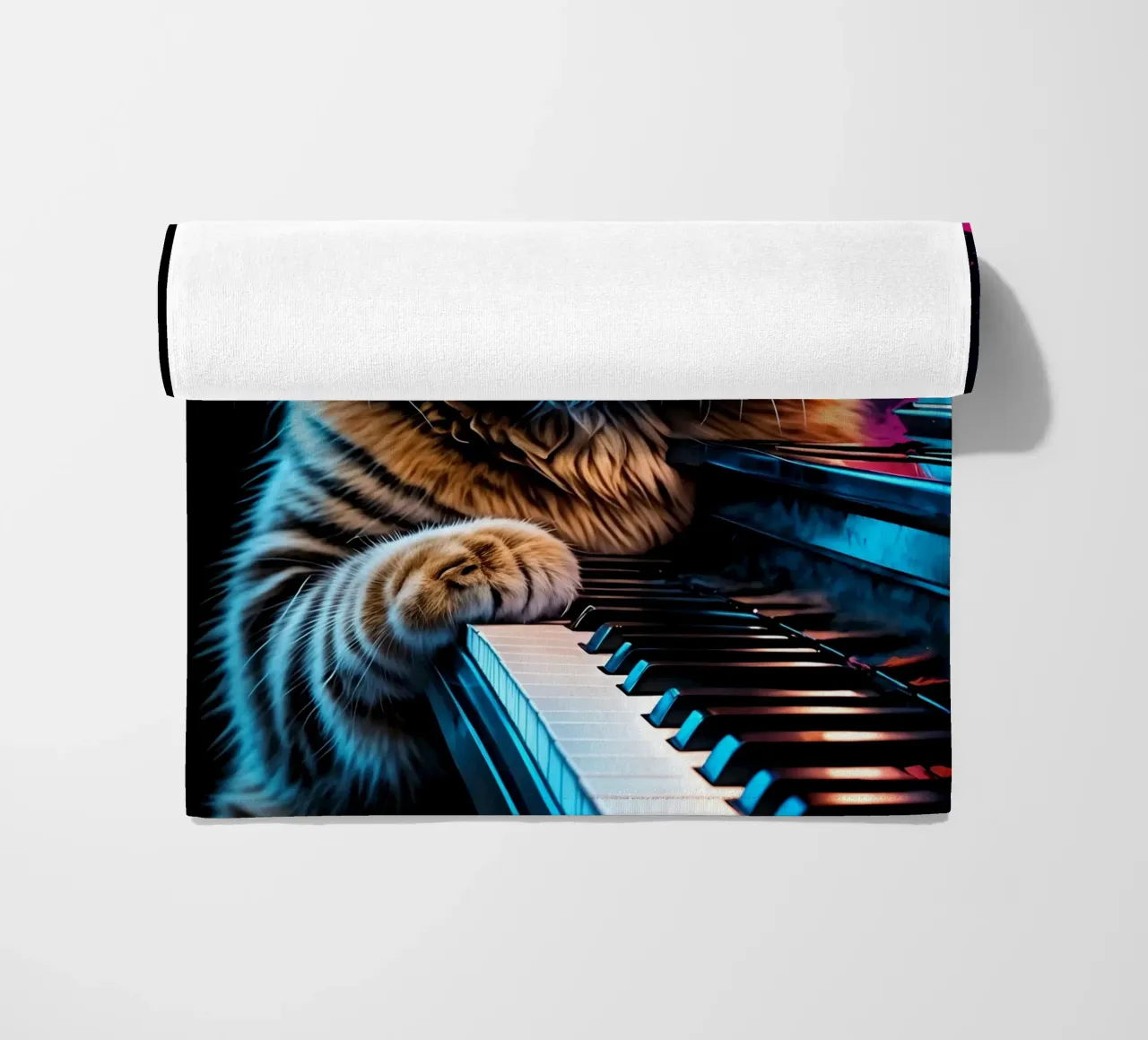Gatto e pianoforte telo mare da MakArena