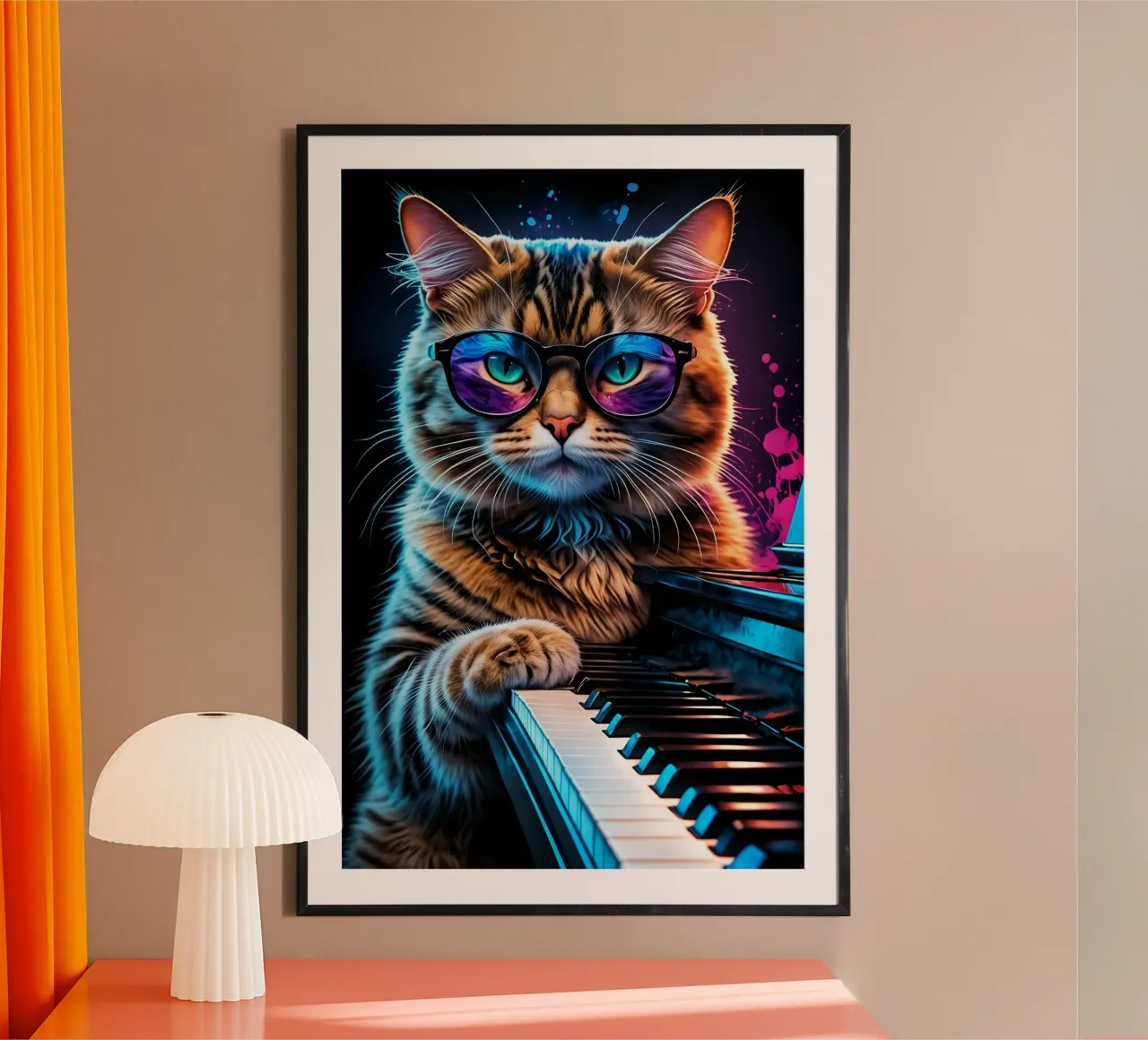 Gatto e pianoforte carta hahnemühle da MakArena