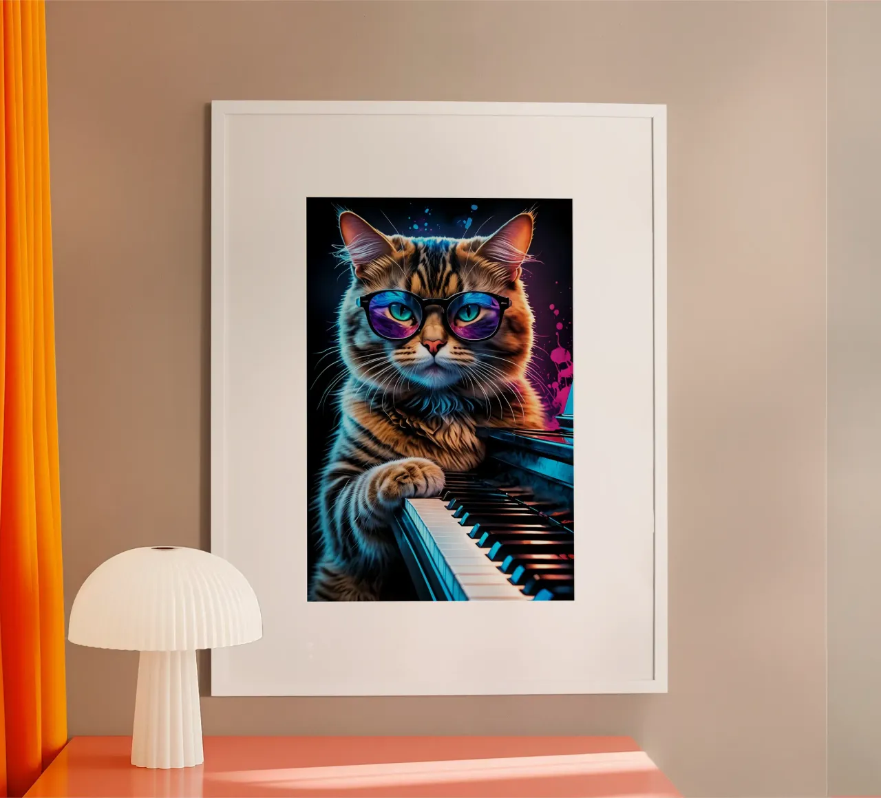 Gatto e pianoforte carta hahnemühle da MakArena