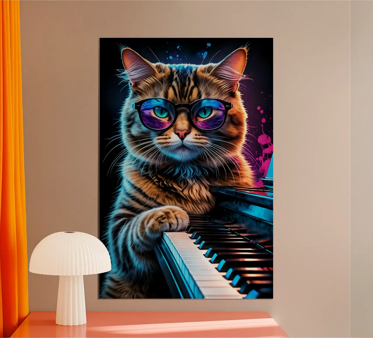 Gatto e pianoforte carta hahnemühle da MakArena