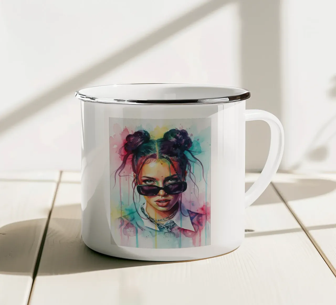 Nina Chuba arte colorata tazza in smalto da Kalis