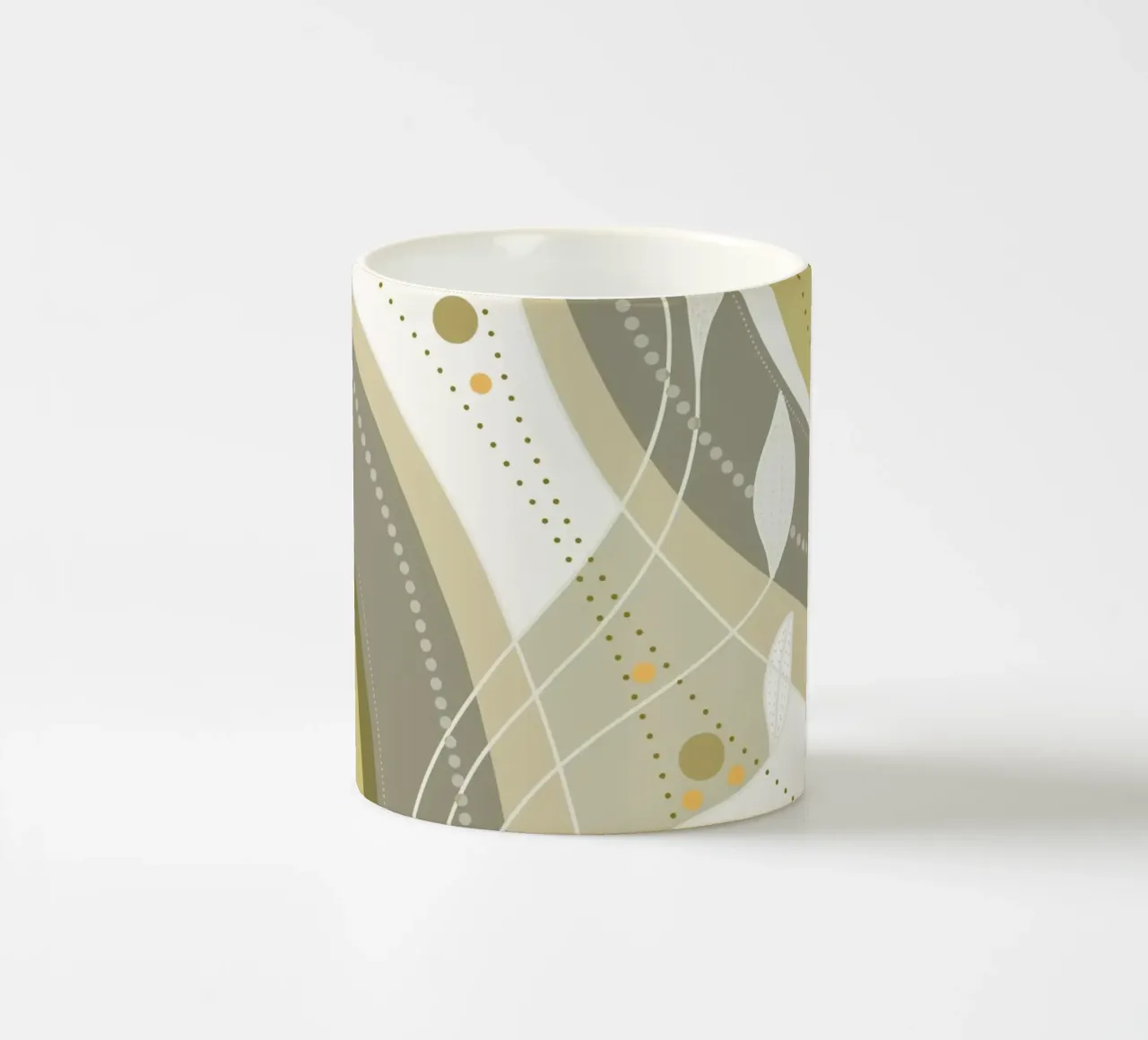 Foglie bianche astratte tazza in ceramica da beamorello