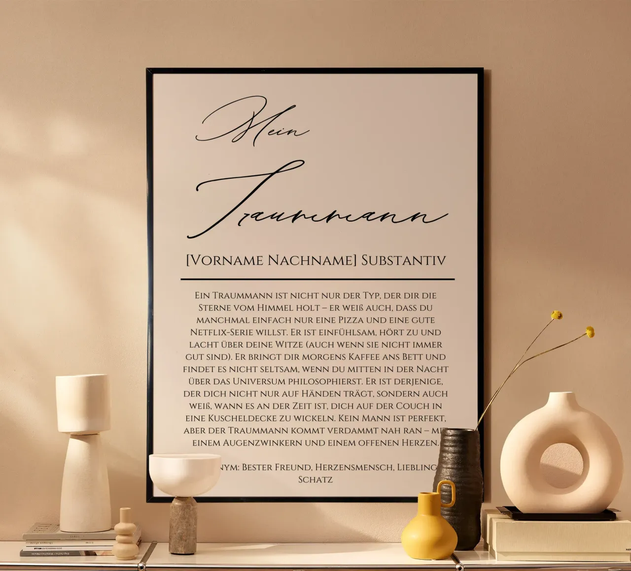 L'uomo dei miei sogni, regalo personalizzato fidanzato, marito poster da Wortfieber