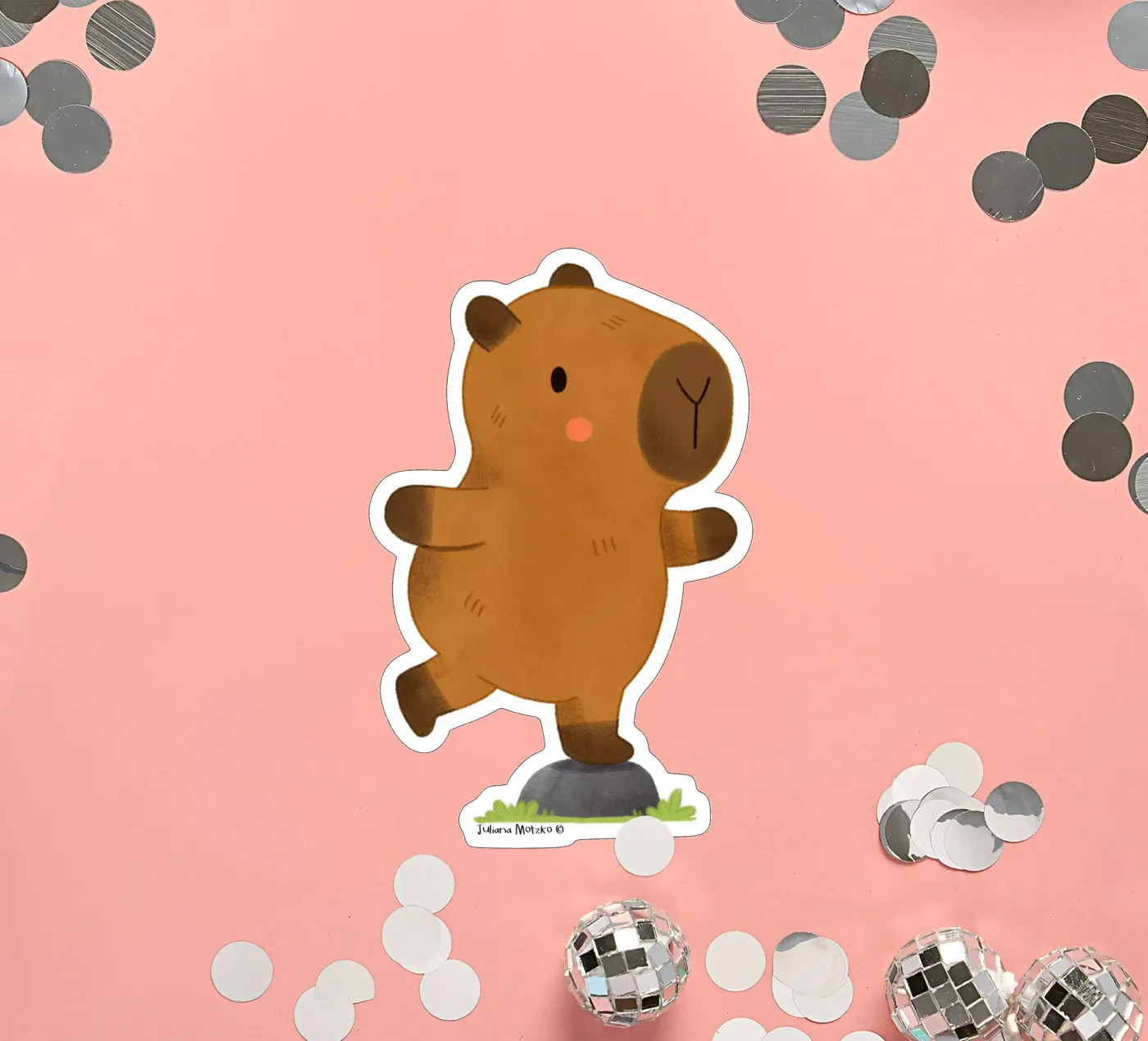 Capybara balancing sticker by julianamotzko