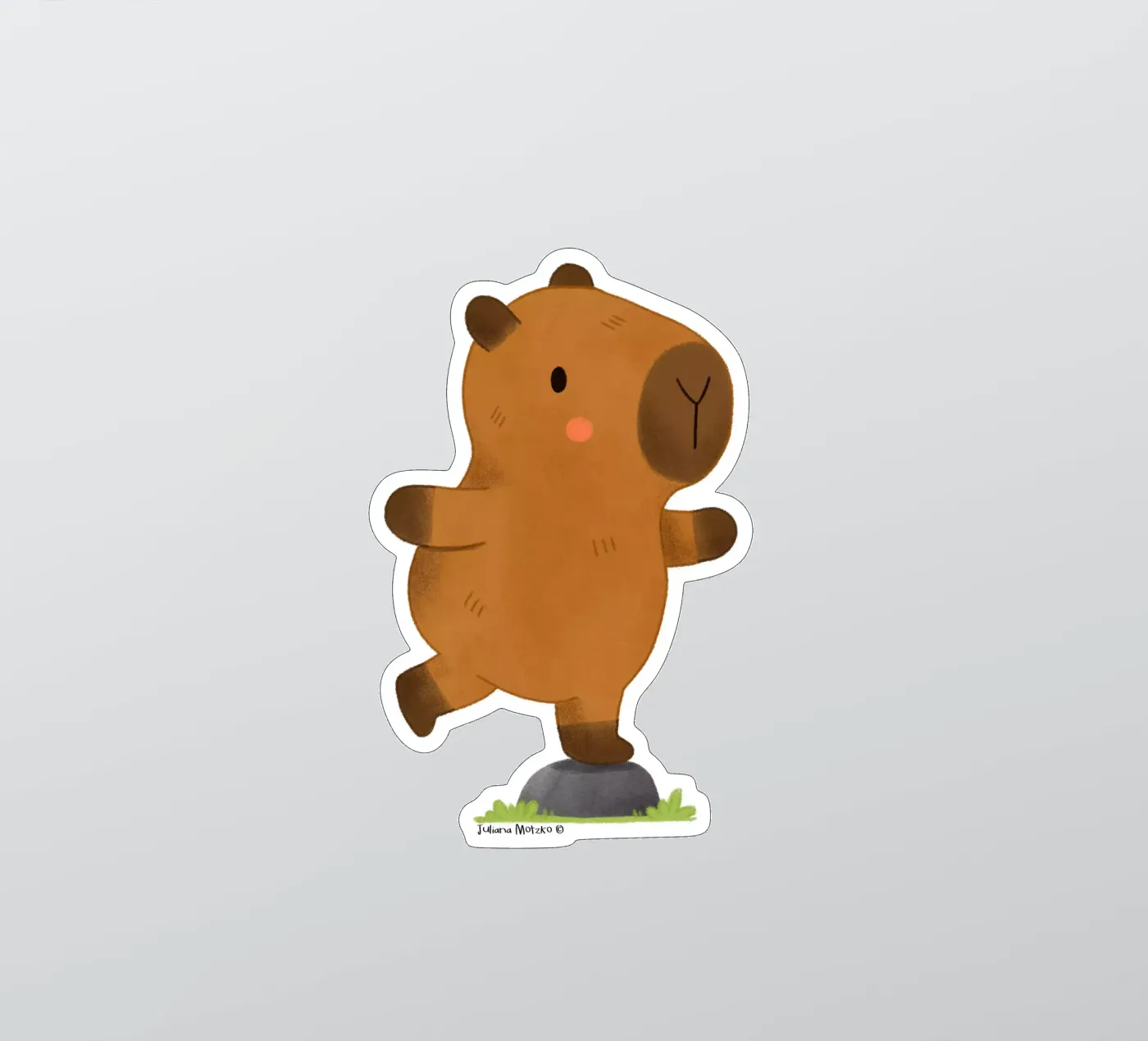 Capybara balancing sticker by julianamotzko