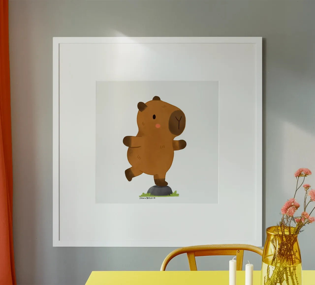 Capybara balancing poster by julianamotzko