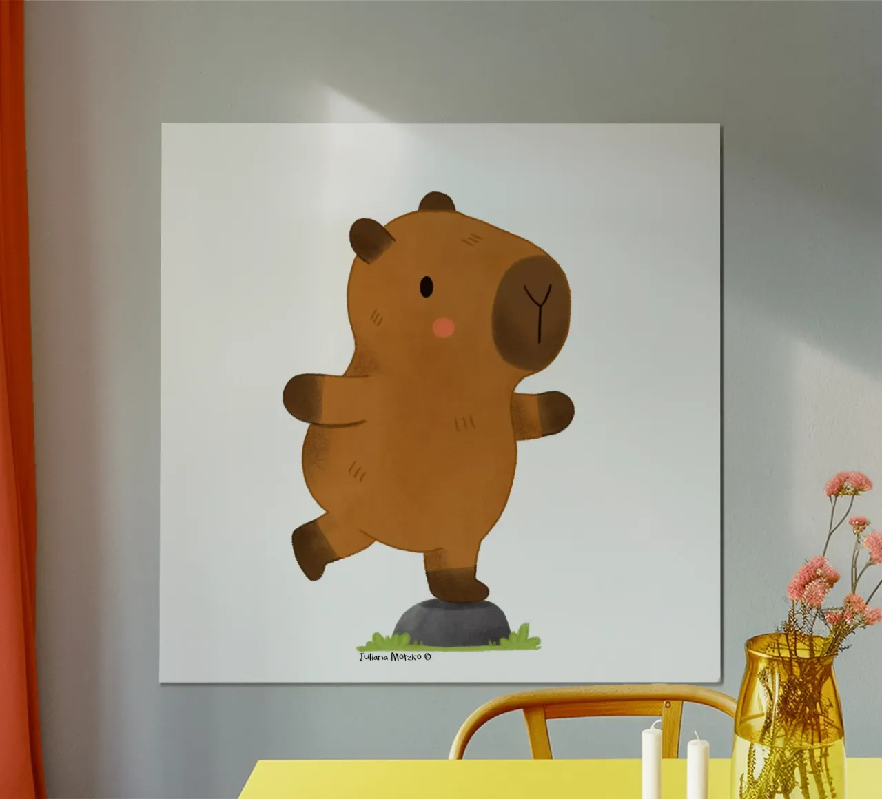 Capybara balancing poster by julianamotzko