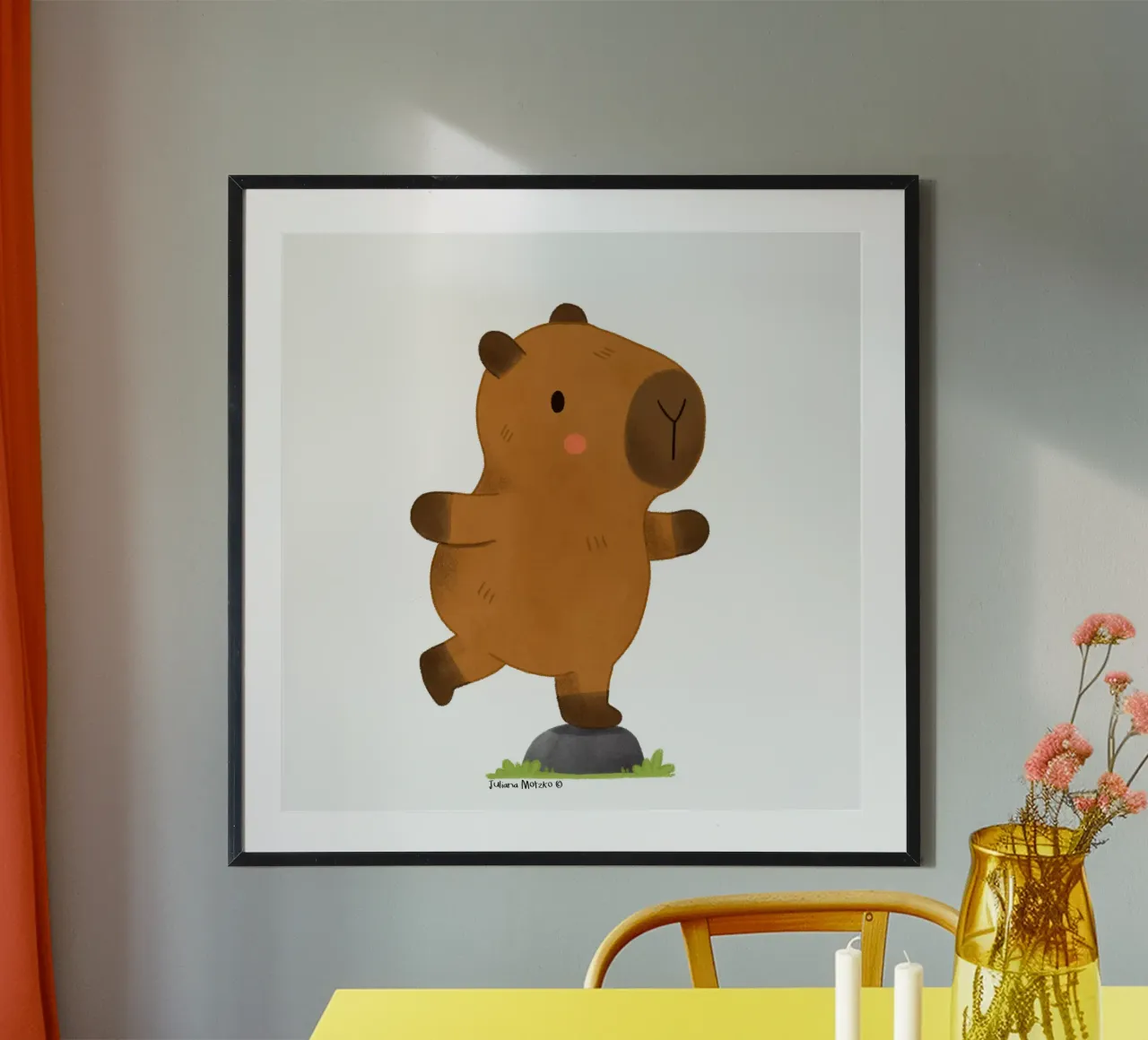 Capybara balancing poster by julianamotzko