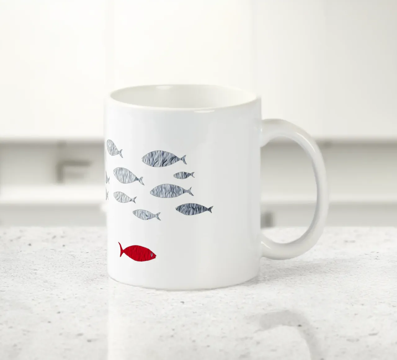 Pesce d'argento tazza in ceramica da beamorello
