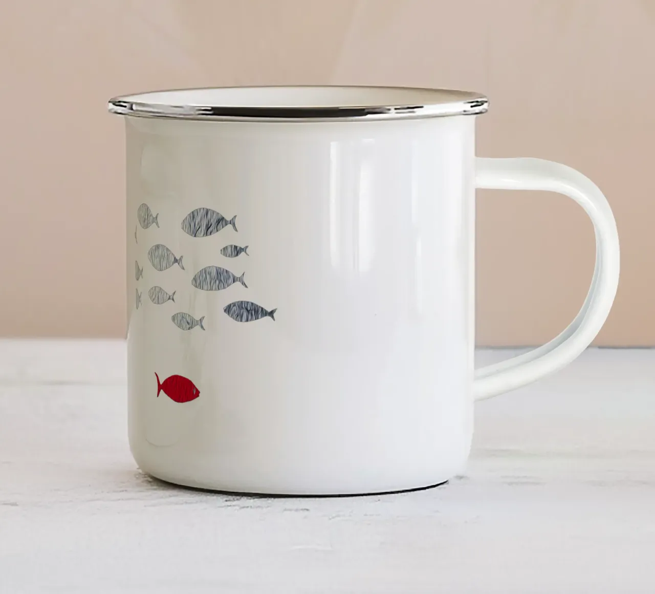 Pesce d'argento tazza in smalto da beamorello