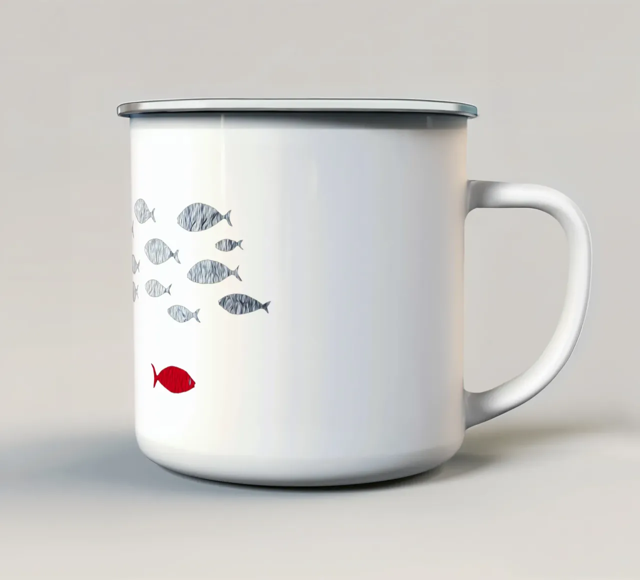 Pesce d'argento tazza in smalto da beamorello