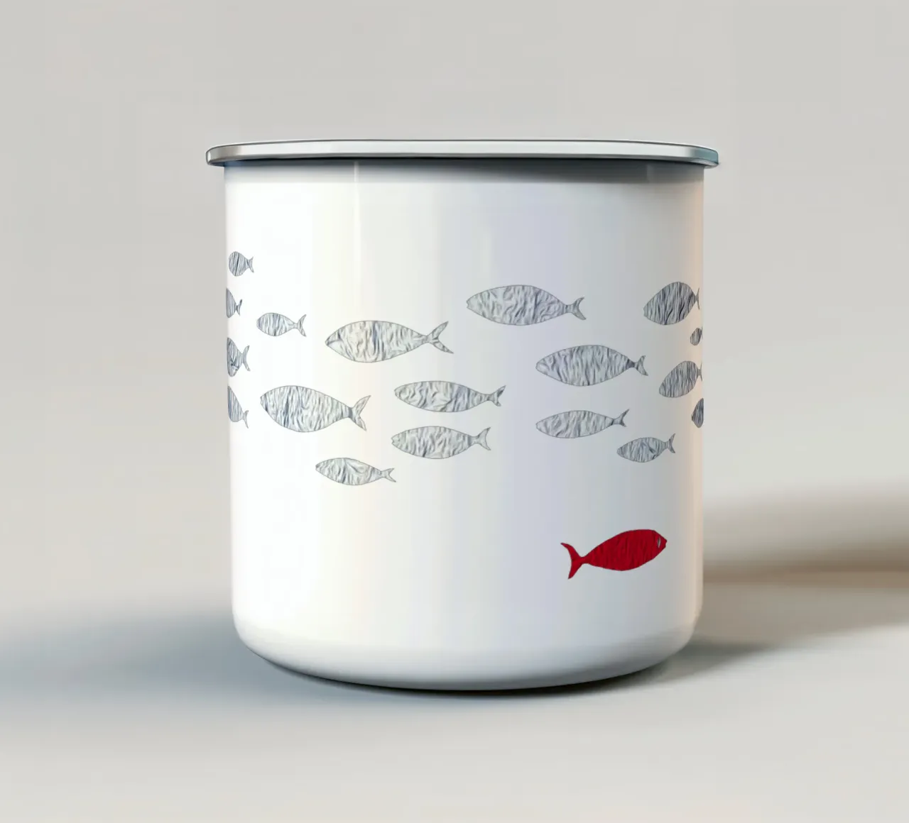 Pesce d'argento tazza in smalto da beamorello