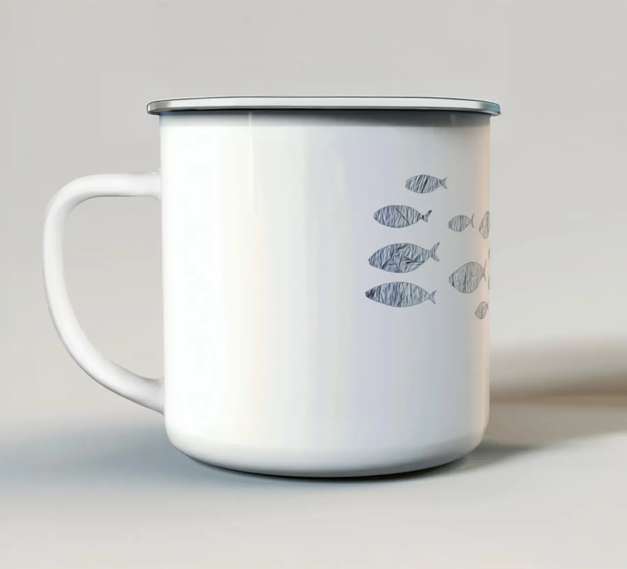 Pesce d'argento tazza in smalto da beamorello