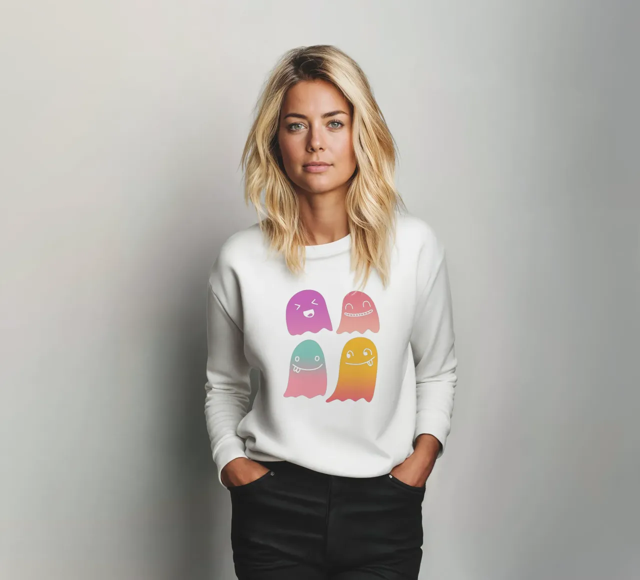 Geister Doodle Gradient sudadera de BAINAI STYLE