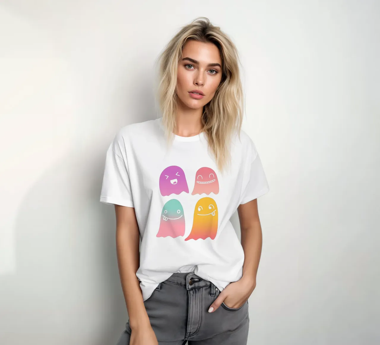 Geister Doodle Gradient t-shirt da BAINAI STYLE