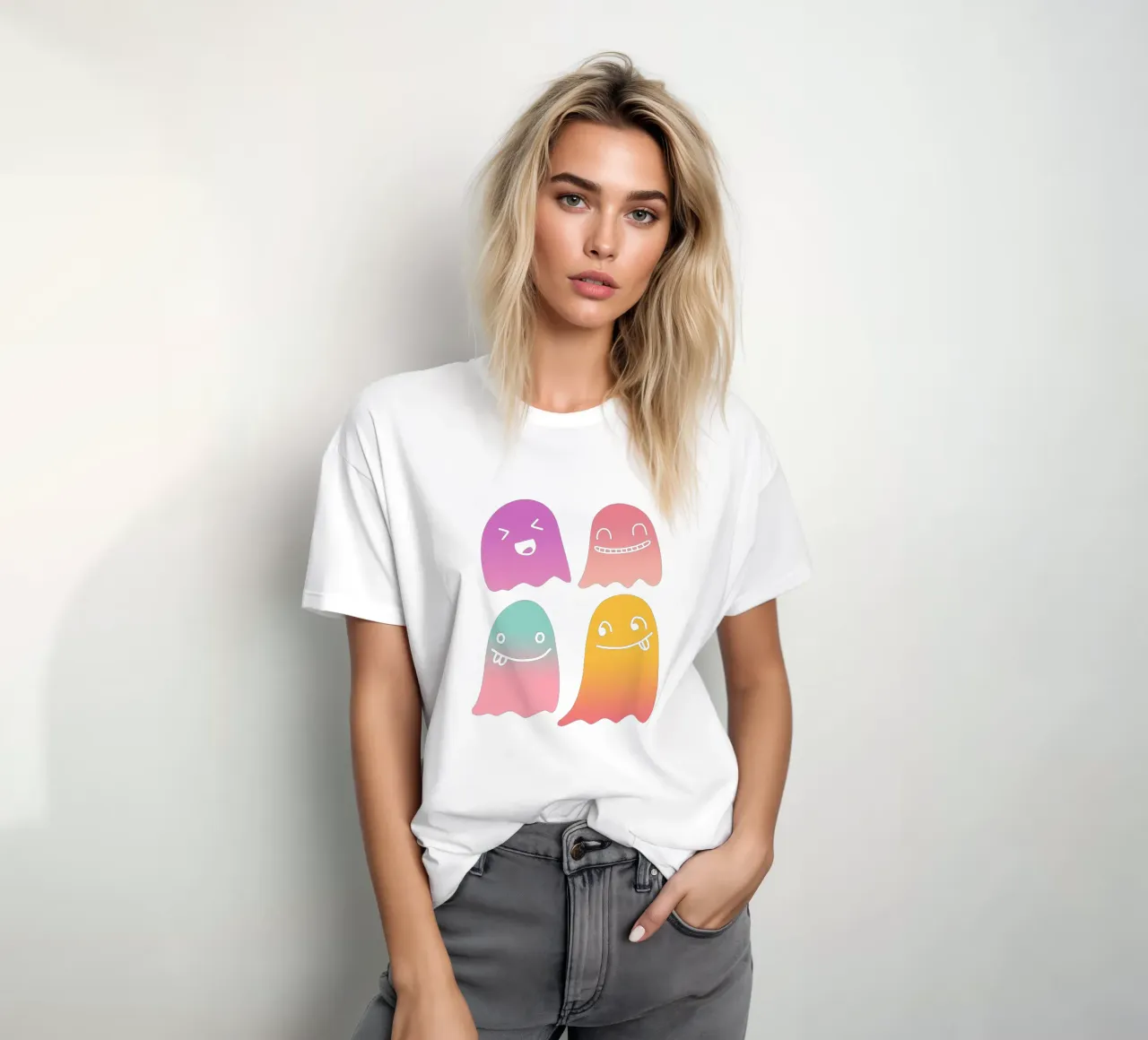 Geister Doodle Gradient t-shirt da BAINAI STYLE