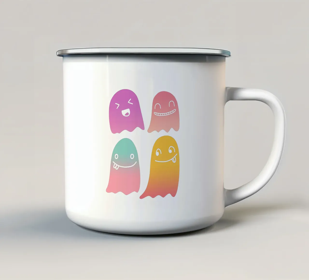 Geister Doodle Gradient emaille mok van BAINAI STYLE