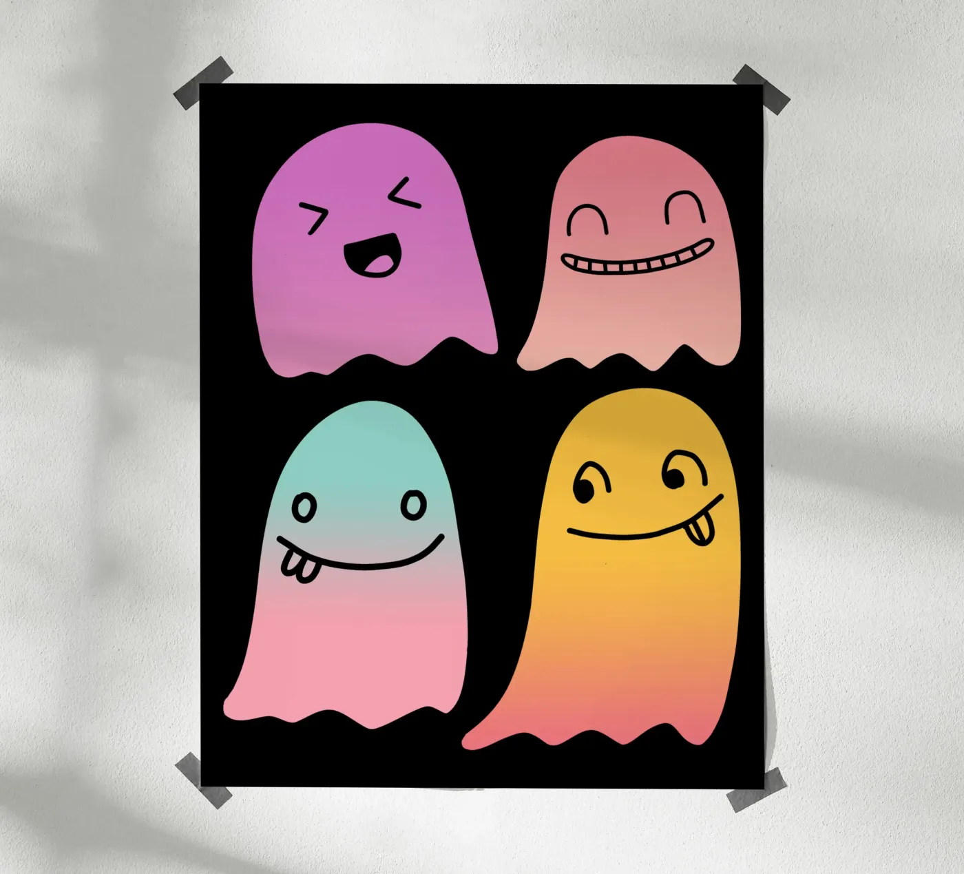 Geister Doodle Gradient poster da BAINAI KAWAII