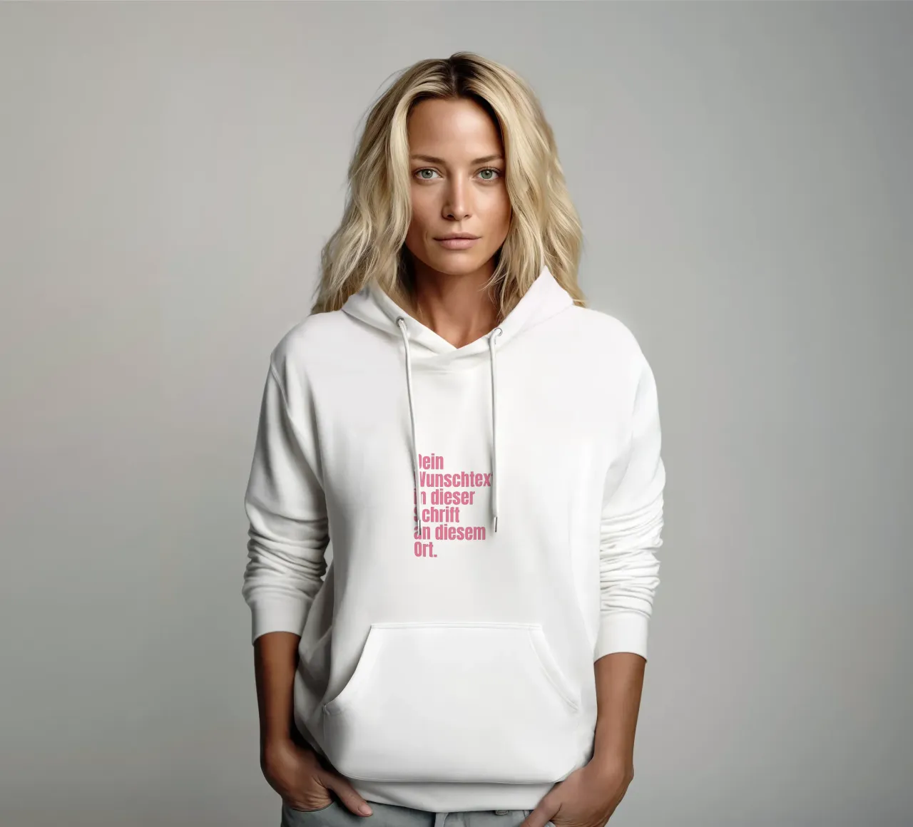 Wunschtext in pink rosa sudadera con capucha de WORTSPIEL