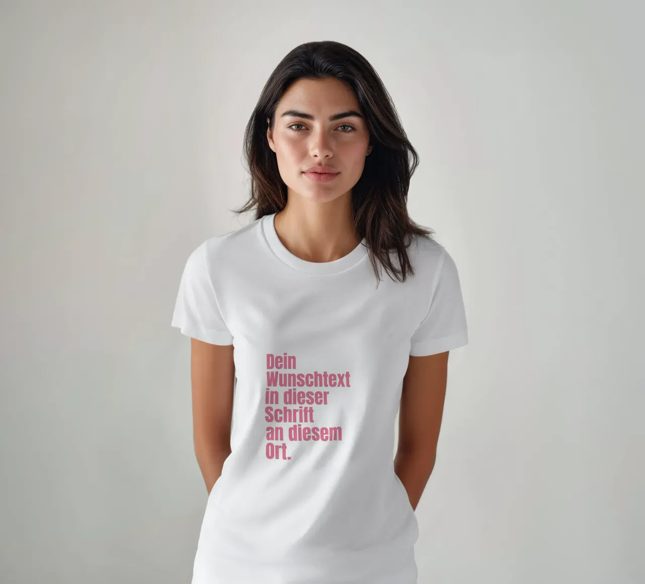Wunschtext in pink rosa t-shirt da WORTSPIEL