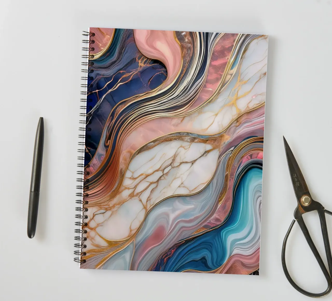 Marble print - Pink #1 spiral notebook by Hightown Design